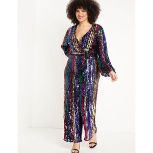 Elouquii sequin wide legged jumpsuit size 16